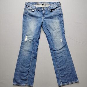 Gap Premium Bootcut Blue Denim Jeans Size 12 Distressed Stretch